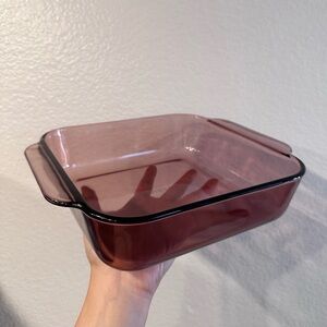PYREX Cranberry Glass Square Baking Dish 222